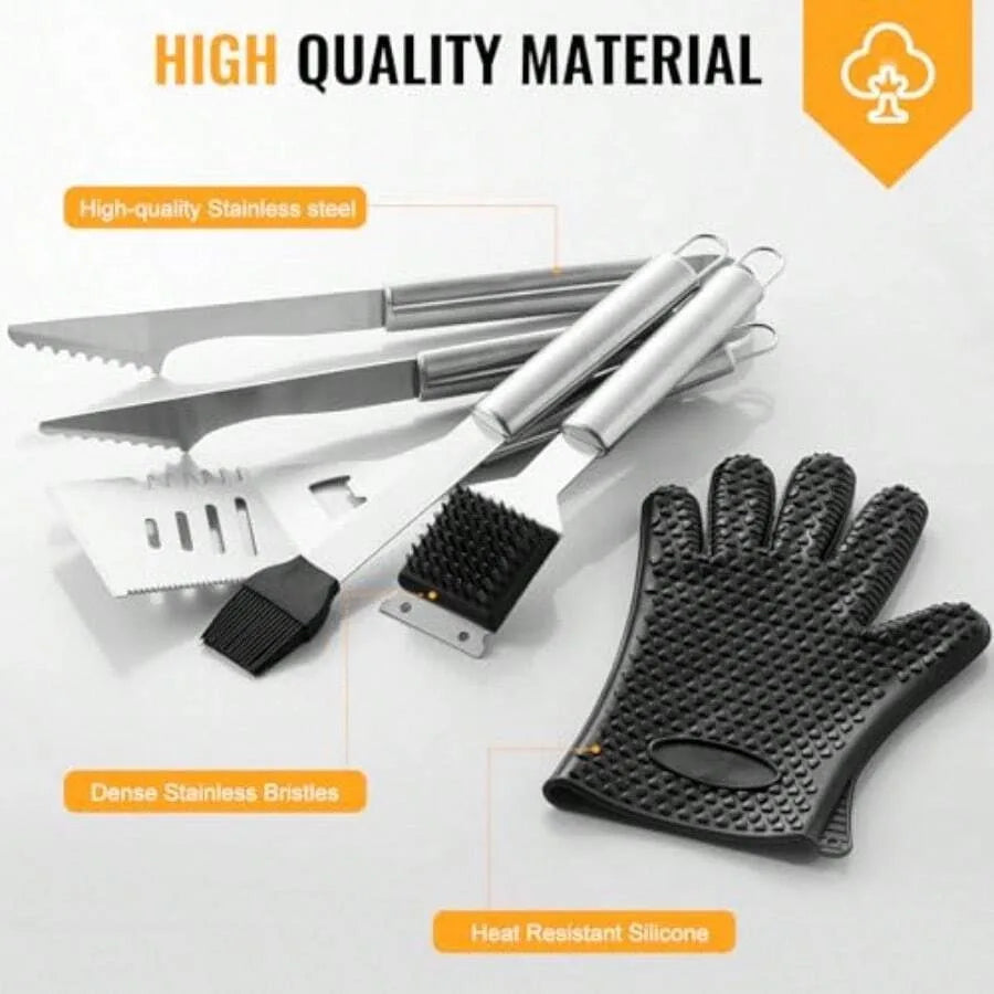 22 Piece BBQ Accessories Set in Aluminum Case Stainless Steel