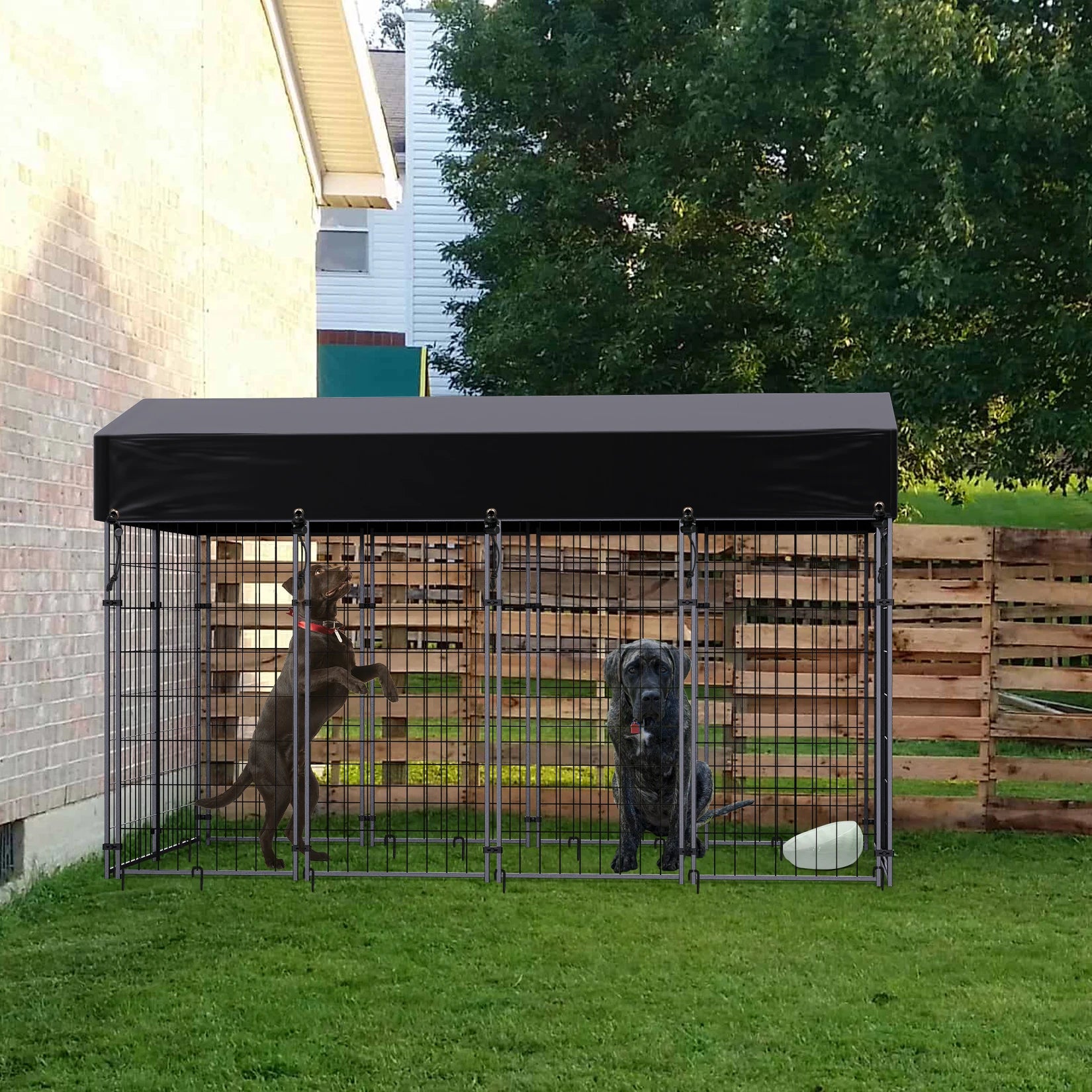 BINGOPAW Large Welded Wire Dog Kennel with UV Waterproof Cover - Arthur's Wellness Emporium