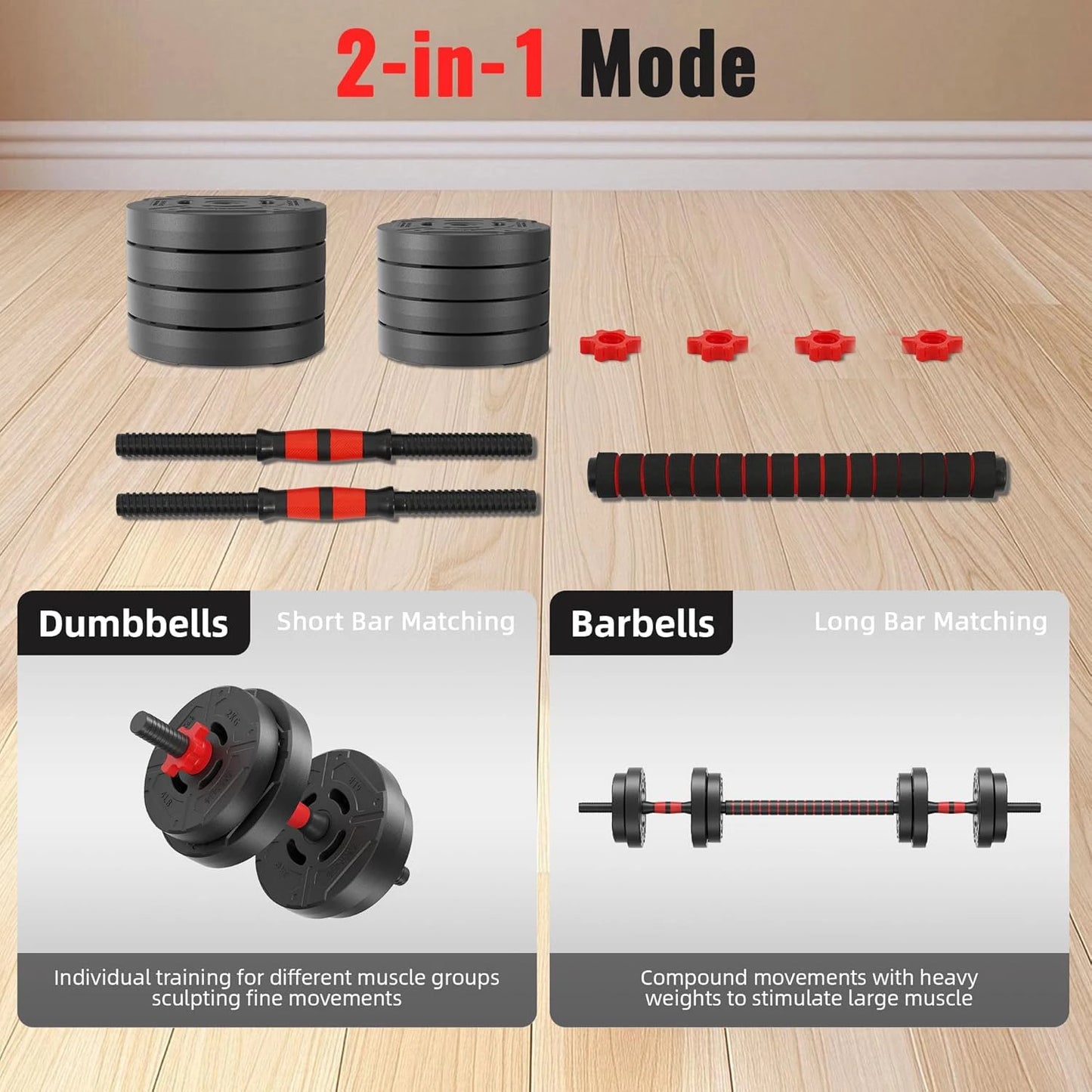 2-In-1 Adjustable Dumbbell and Barbell Set for Home Fitness - Arthur's Wellness Emporium