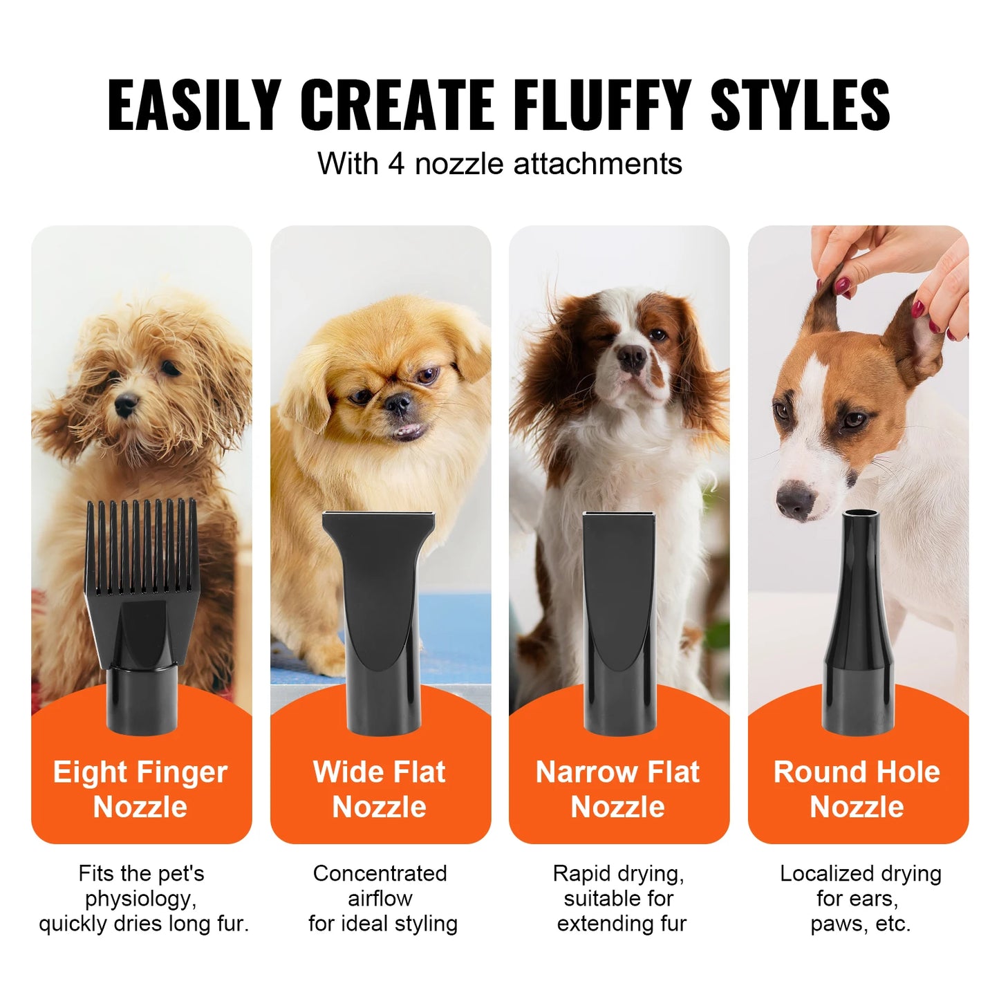 SucceBuy 2000W Dog Dryer With Adjustable Speed And Nozzle Set - Arthur's Wellness Emporium