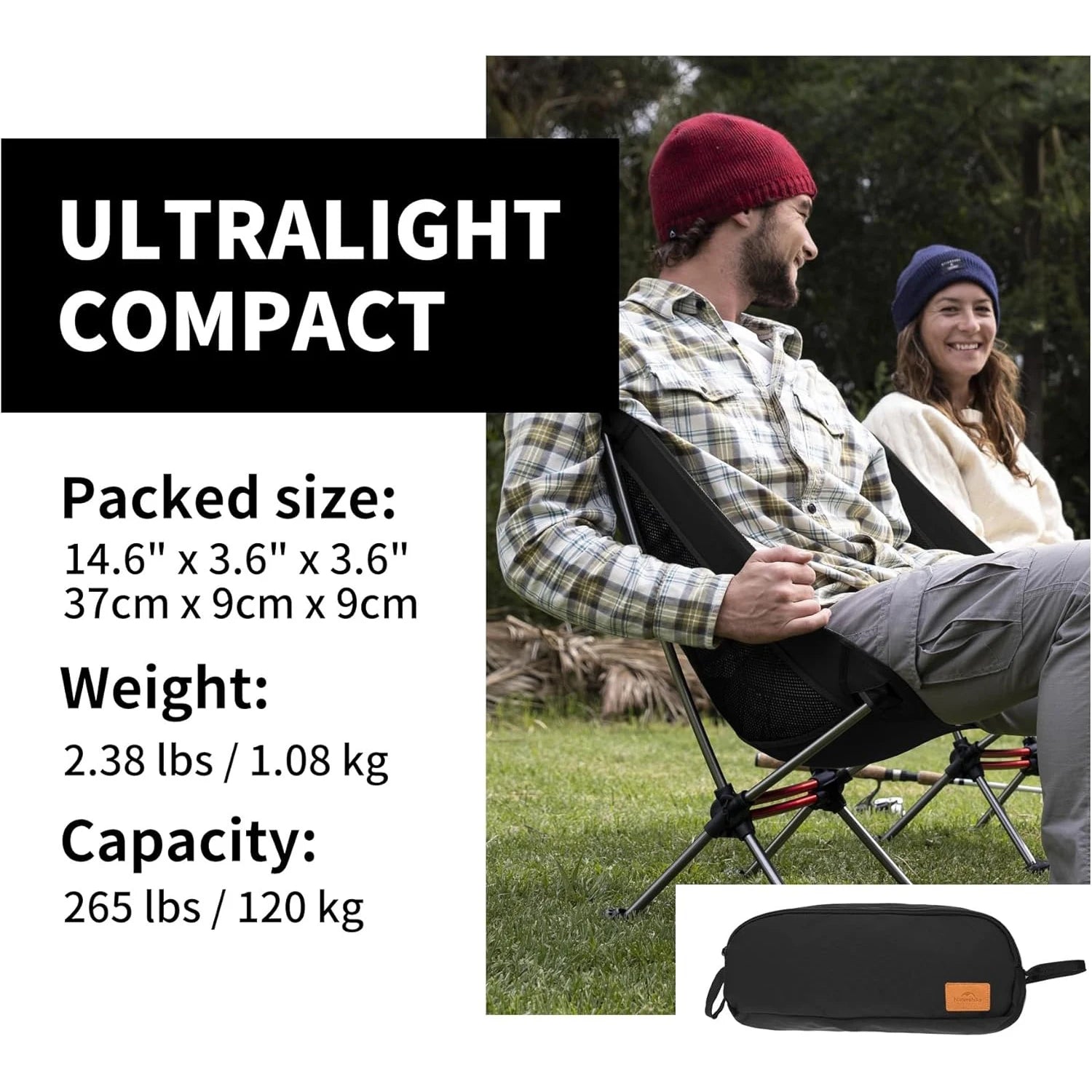 Naturehike Ultralight Portable Folding Camping Chair With AntiSinking Feet - Arthur's Wellness Emporium
