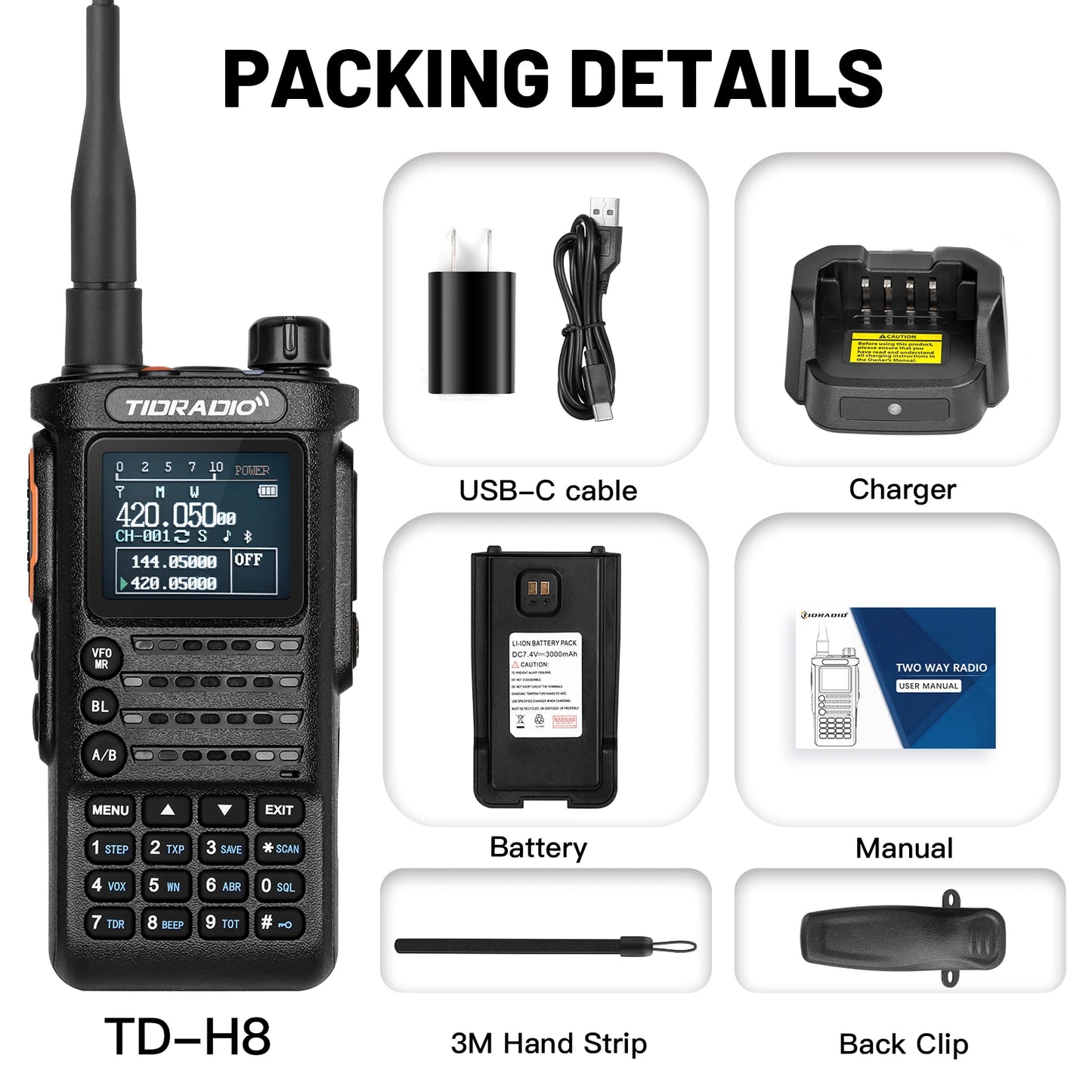 TIDRADIO TD-H8 10W Professional Long Range Walkie Talkie - Arthur's Wellness Emporium