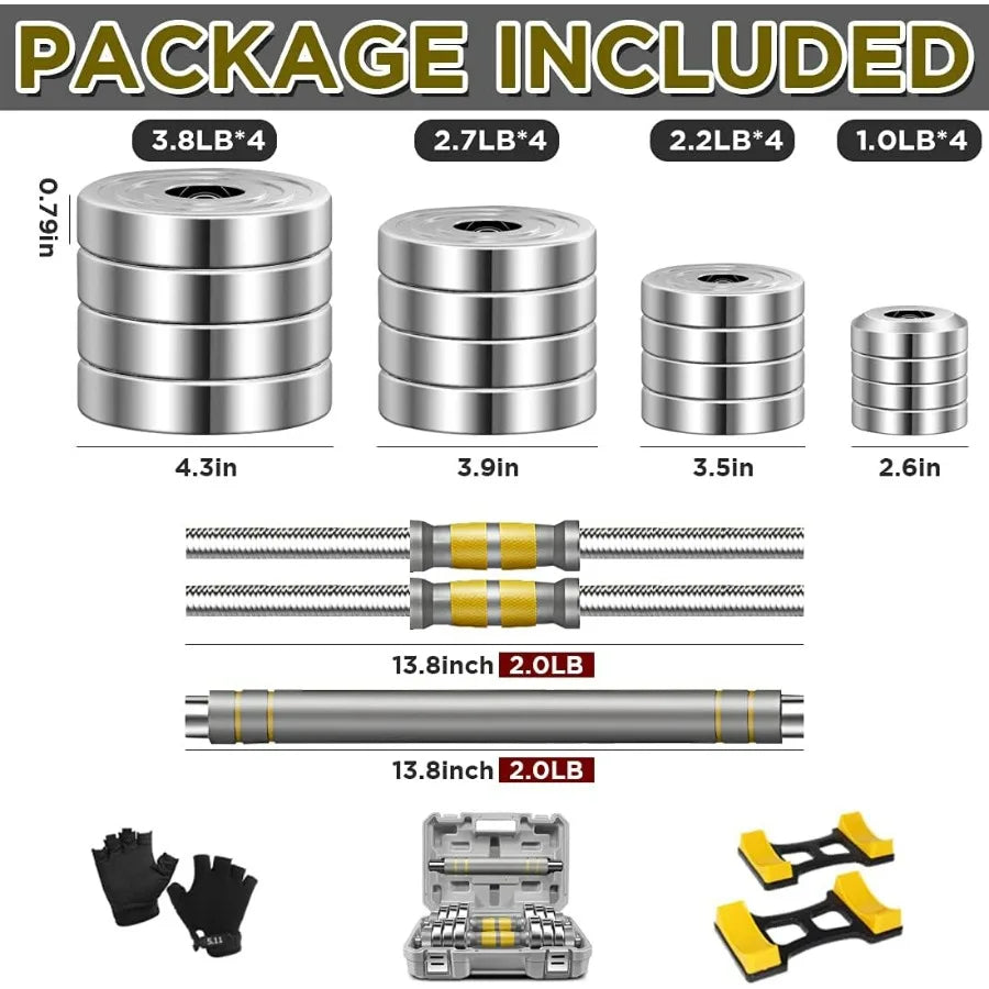 Adjustable Dumbbell Set 44 Lbs 3 In 1 Workout System
