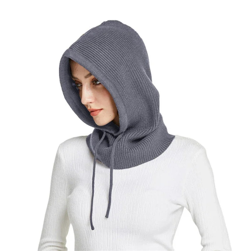 Cashmere Knit Hooded Balaclava For Women Winter Warmth