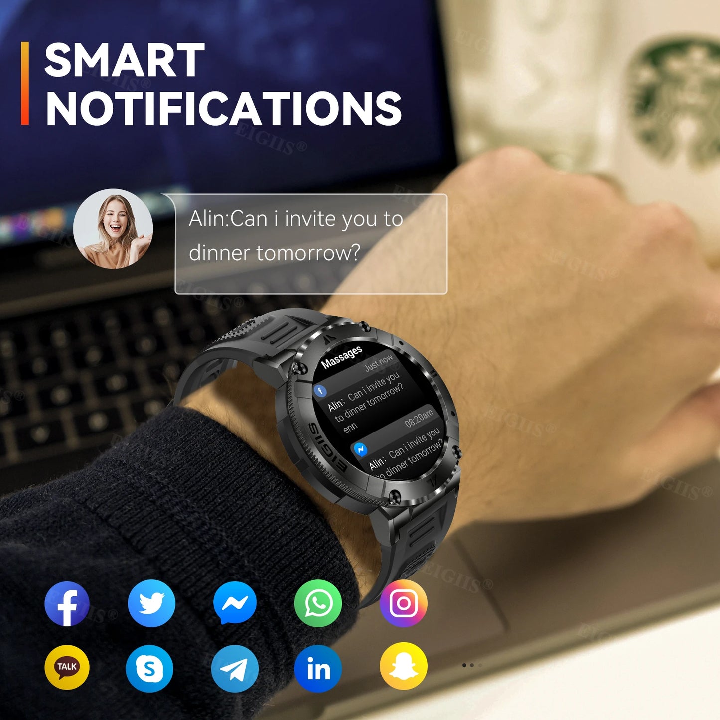 LaNikar Smart Watch Men TFT Display Bluetooth Call Blood Pressure - Arthur's Wellness Emporium