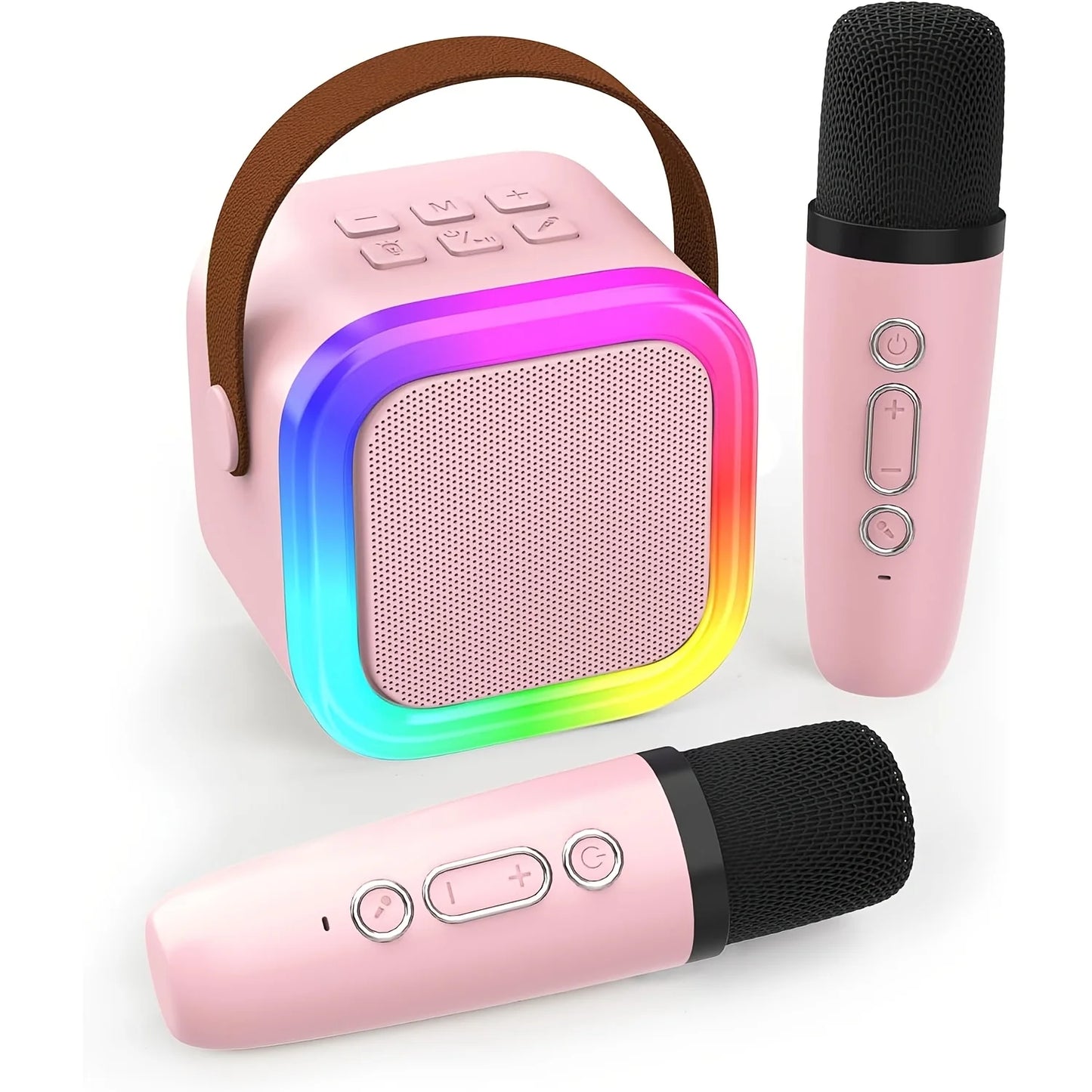 Odelettevcy Wireless Karaoke Speaker With RGB Lighting And Two Mics