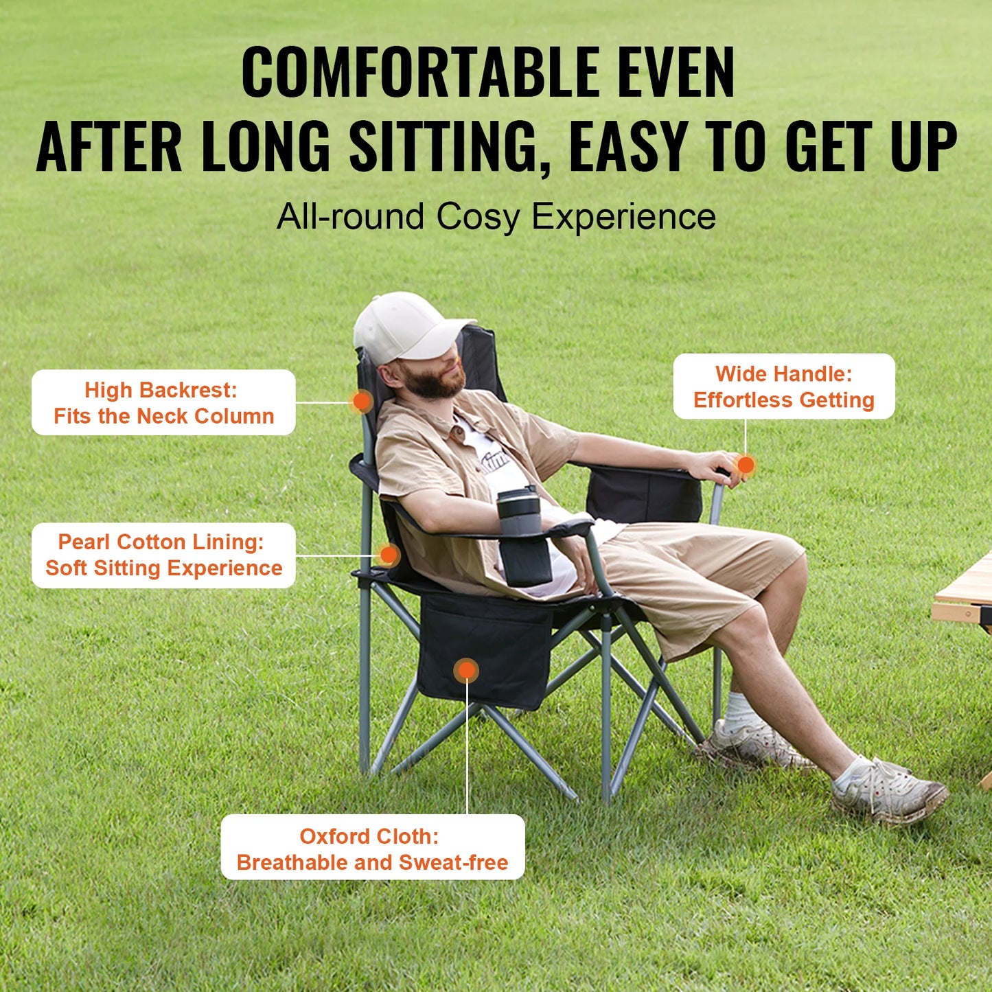 VEVOR Outdoor Folding Camping Chair with Lumbar Support - Arthur's Wellness Emporium