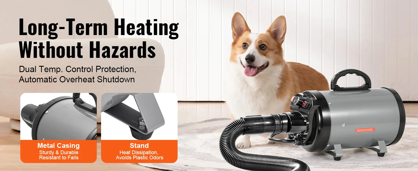 SucceBuy 2000W Dog Dryer With Adjustable Speed And Nozzle Set - Arthur's Wellness Emporium