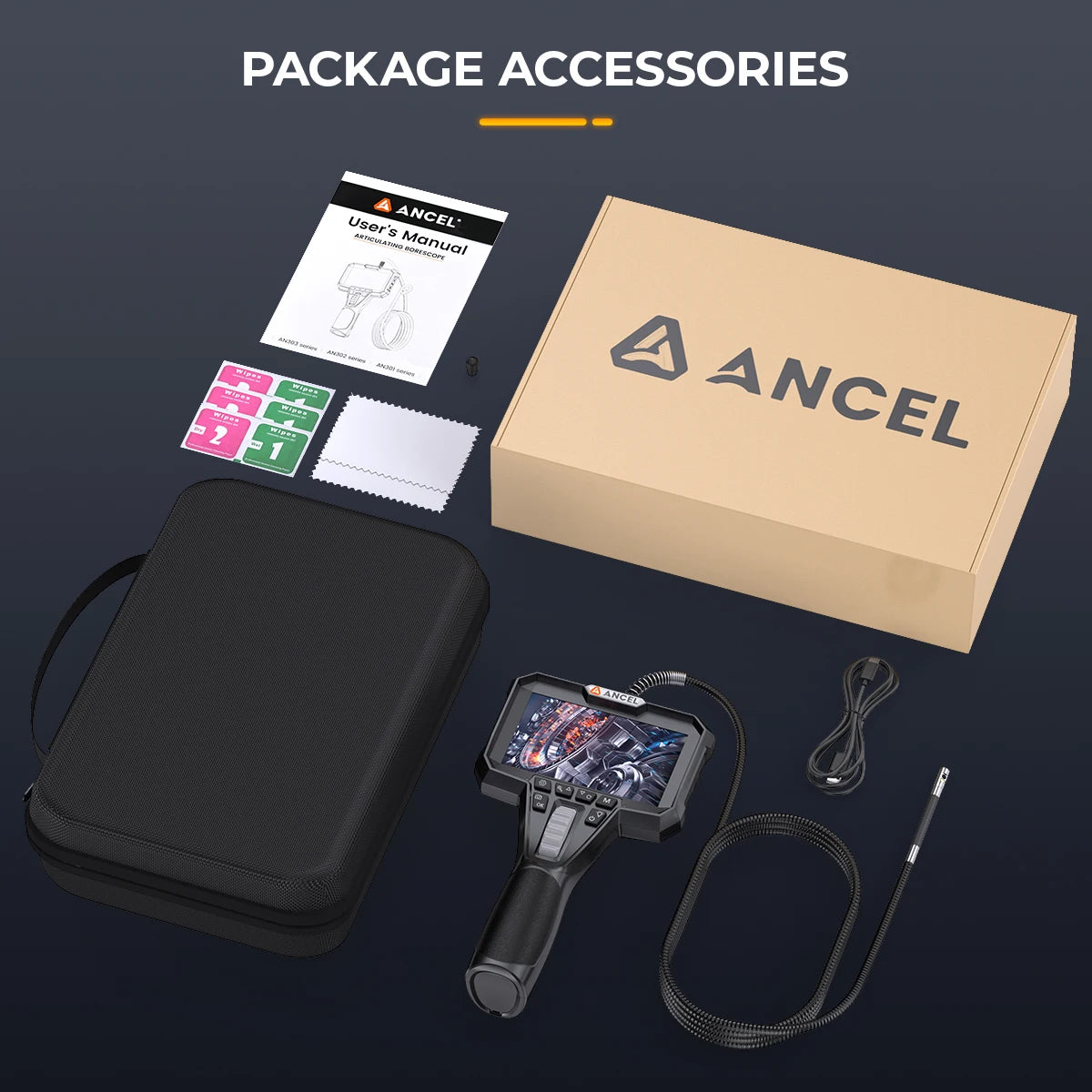 ANCEL AN302 Two Way Articulating Automotive Endoscope - Arthur's Wellness Emporium