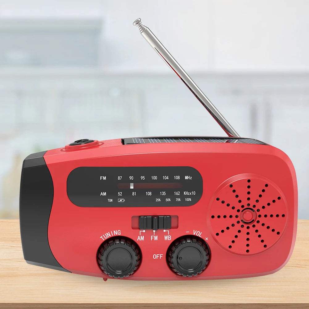 ANENG Emergency Solar Hand Crank Weather Radio With LED Flashlight