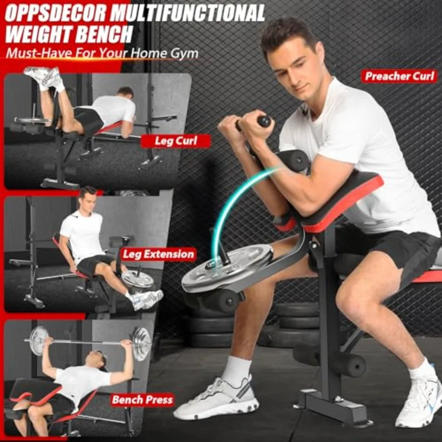 XMSJ 6 In 1 Adjustable Weight Bench With Leg Extensions