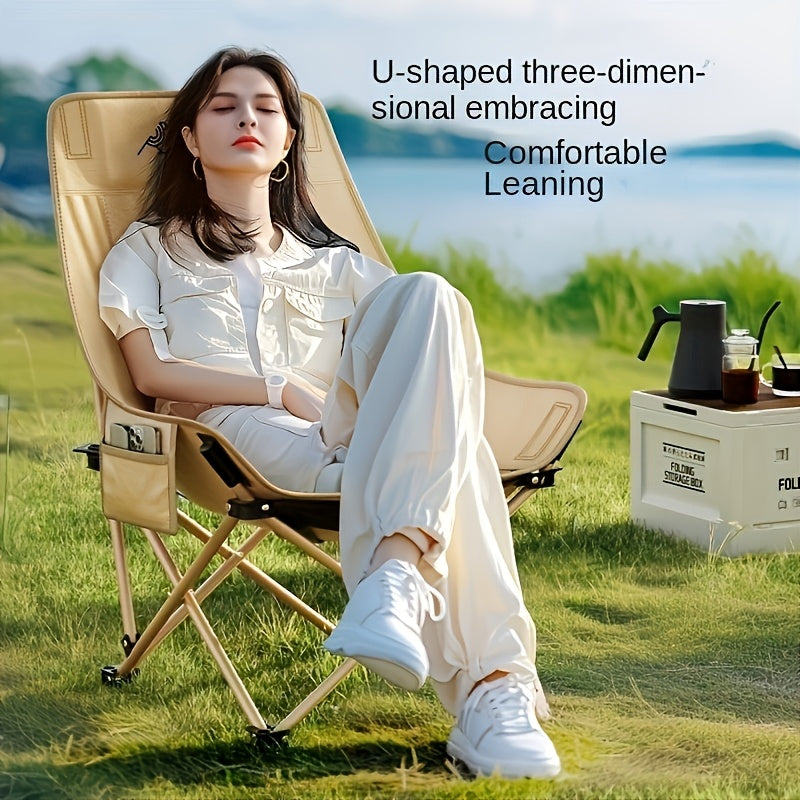 Aoran Folding Moon Chair High Back Outdoor Iron Alloy - Arthur's Wellness Emporium