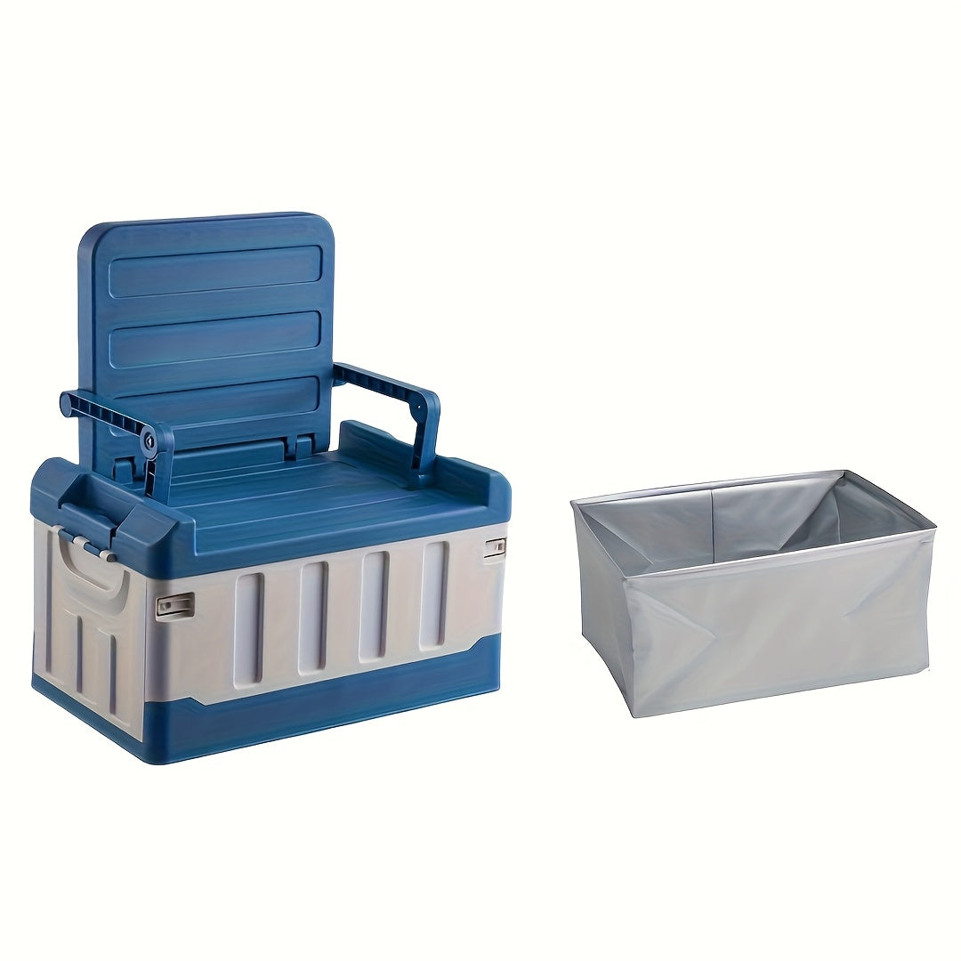 Foldable Outdoor Storage Stool With Ergonomic Backrest - Arthur's Wellness Emporium