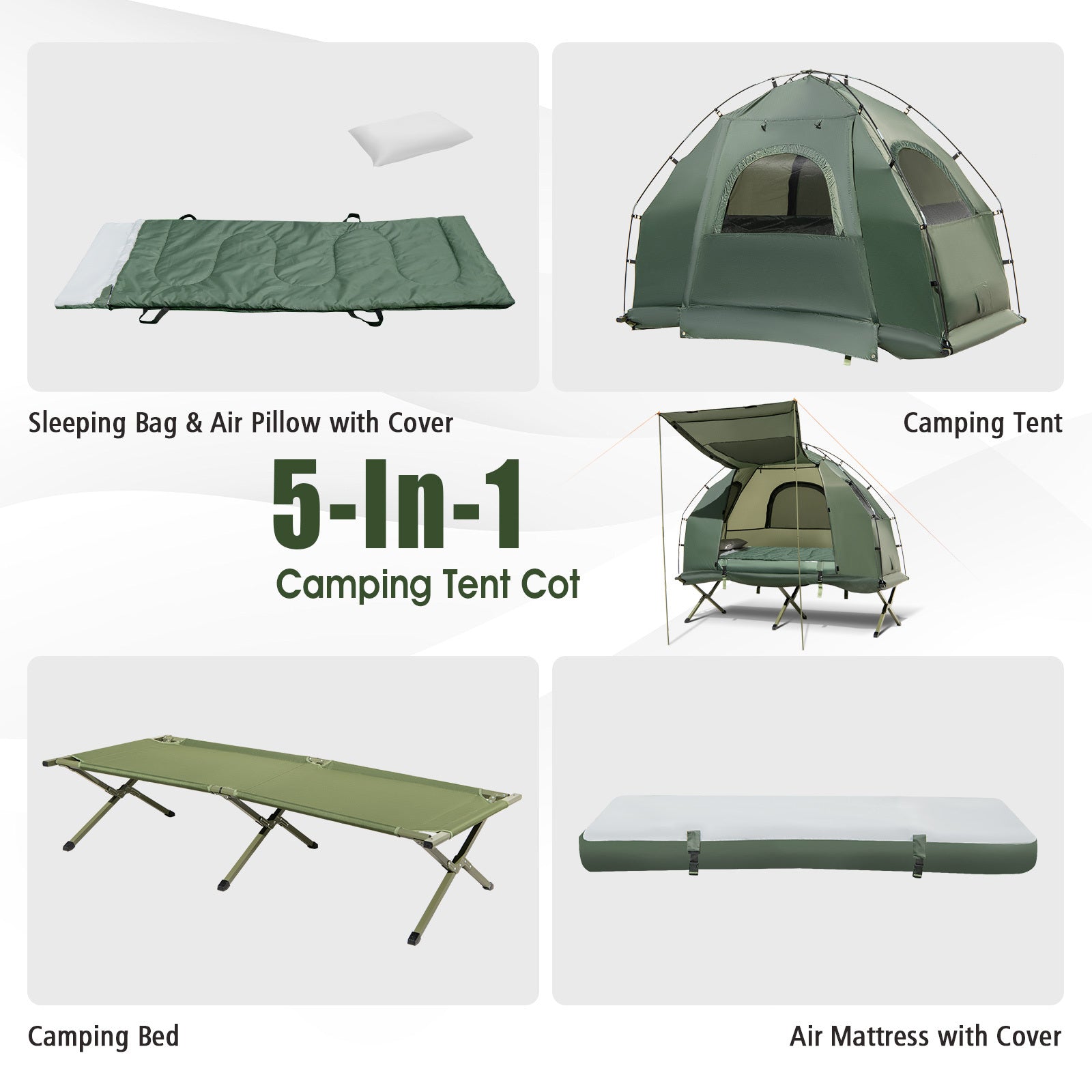 Multigot Outdoor Foldable Camping Tent Cot Five In One Pad - Arthur's Wellness Emporium