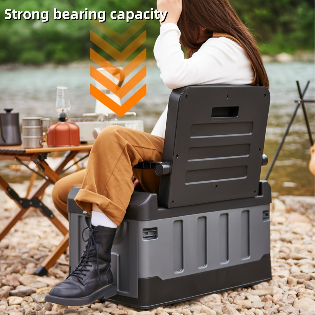 Foldable Outdoor Storage Stool With Ergonomic Backrest - Arthur's Wellness Emporium