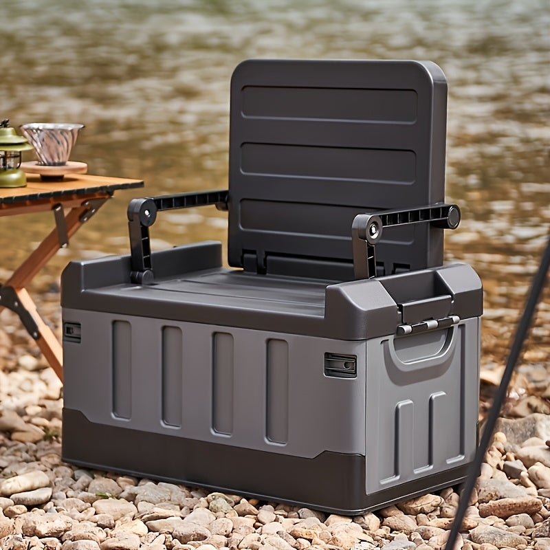 Foldable Outdoor Storage Stool With Ergonomic Backrest - Arthur's Wellness Emporium