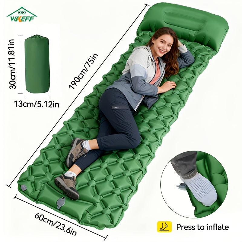 WKEFF Sleeping Pad For Camping Ultralight Inflatable Mattress With Foot Pump - Arthur's Wellness Emporium