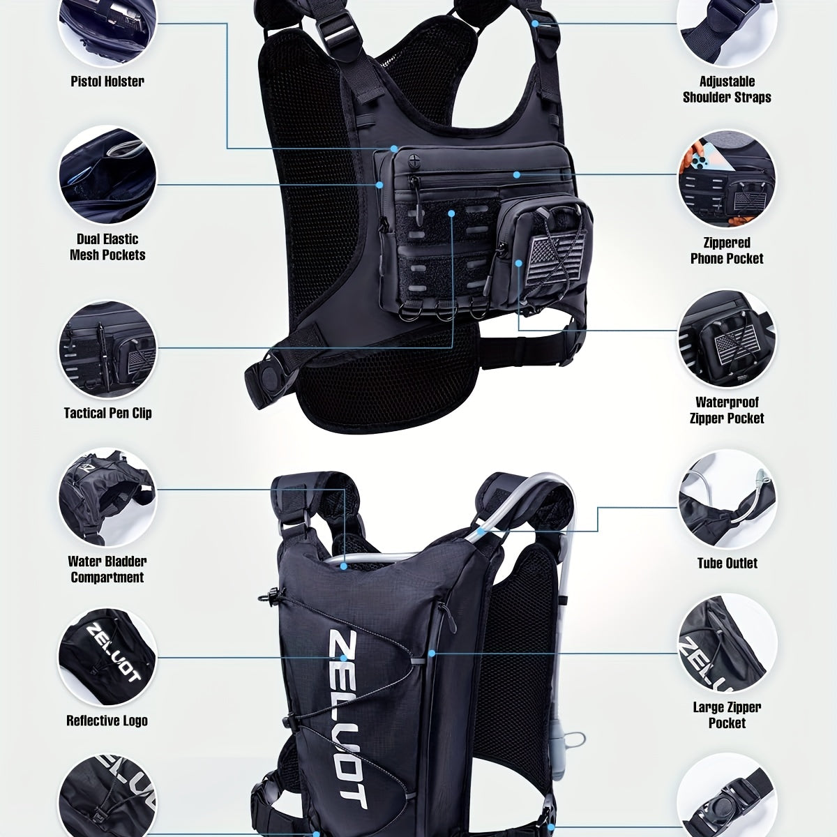 Running Hydration Vest With 67.63oz Water Bladder - Arthur's Wellness Emporium
