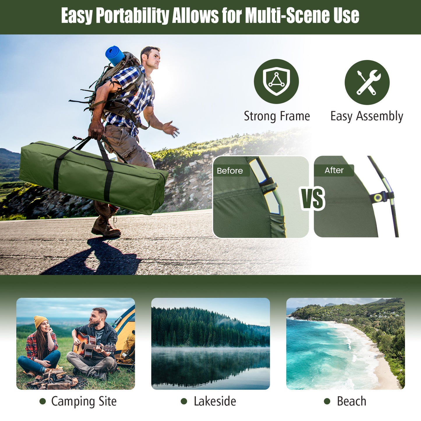 Multigot Outdoor Foldable Camping Tent Cot Five In One Pad - Arthur's Wellness Emporium