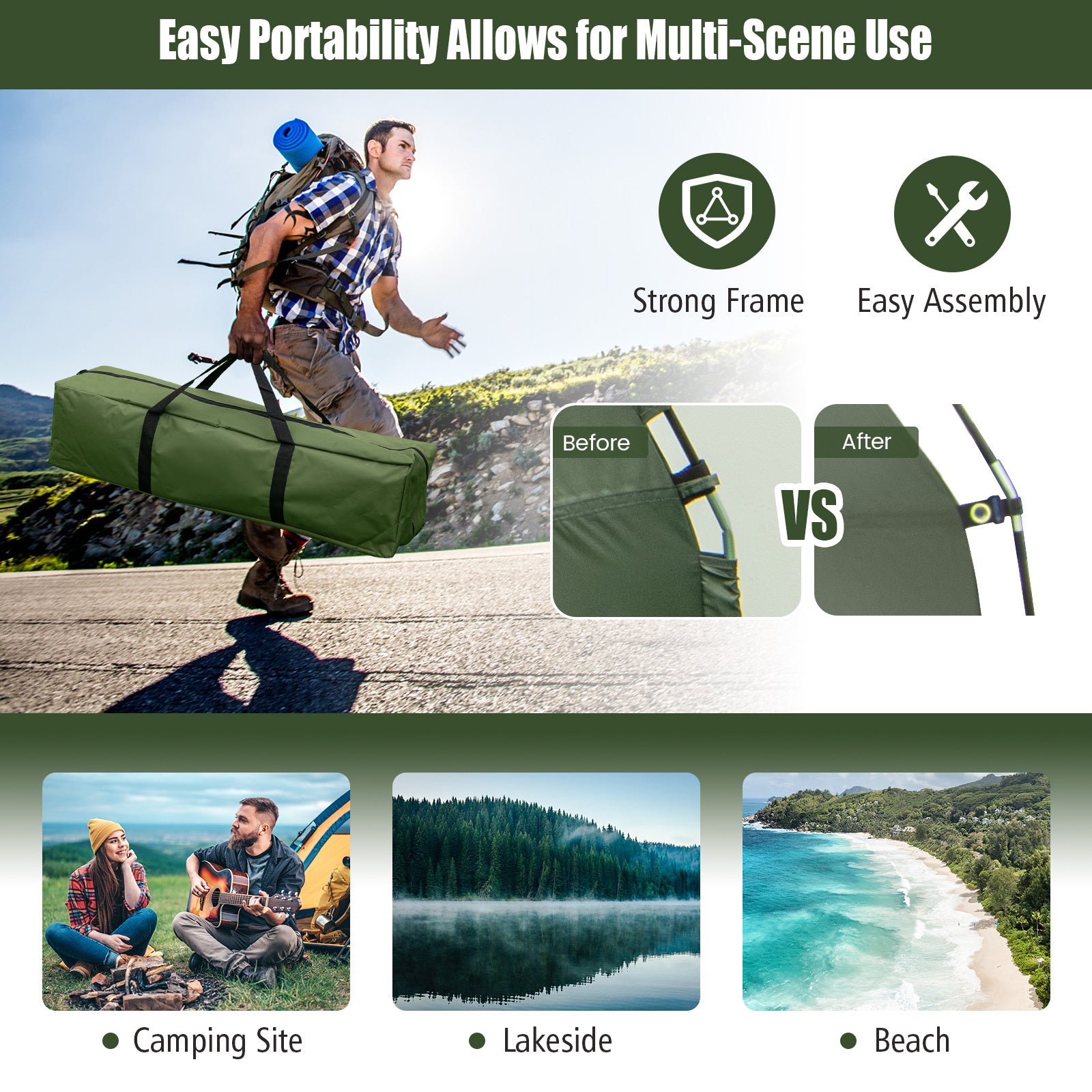 Multigot Outdoor Foldable Camping Tent Cot Five In One Pad - Arthur's Wellness Emporium