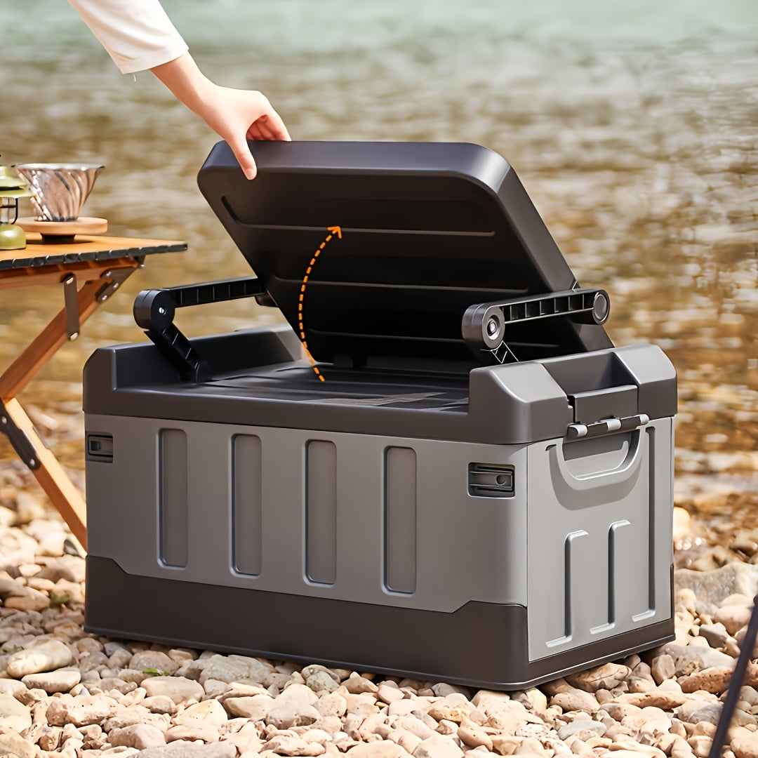 Foldable Outdoor Storage Stool With Ergonomic Backrest - Arthur's Wellness Emporium