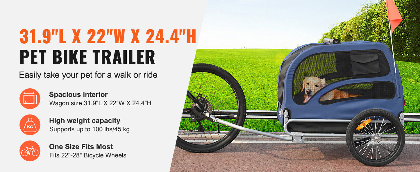 Pet Bicycle Carrier Cart Trailer Foldable For Dogs 100 Lbs - Arthur's Wellness Emporium