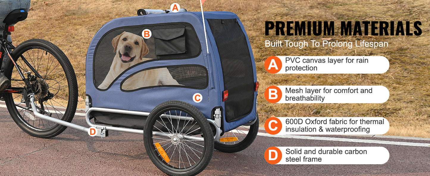 Pet Bicycle Carrier Cart Trailer Foldable For Dogs 100 Lbs - Arthur's Wellness Emporium