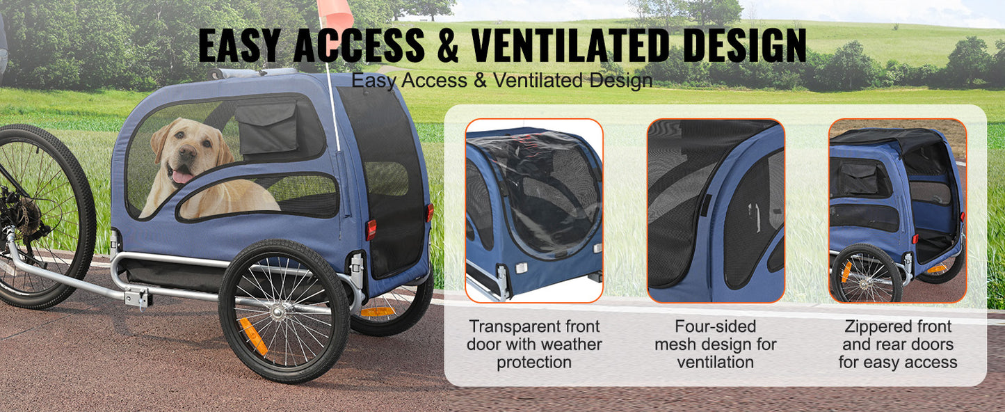 Pet Bicycle Carrier Cart Trailer Foldable For Dogs 100 Lbs - Arthur's Wellness Emporium